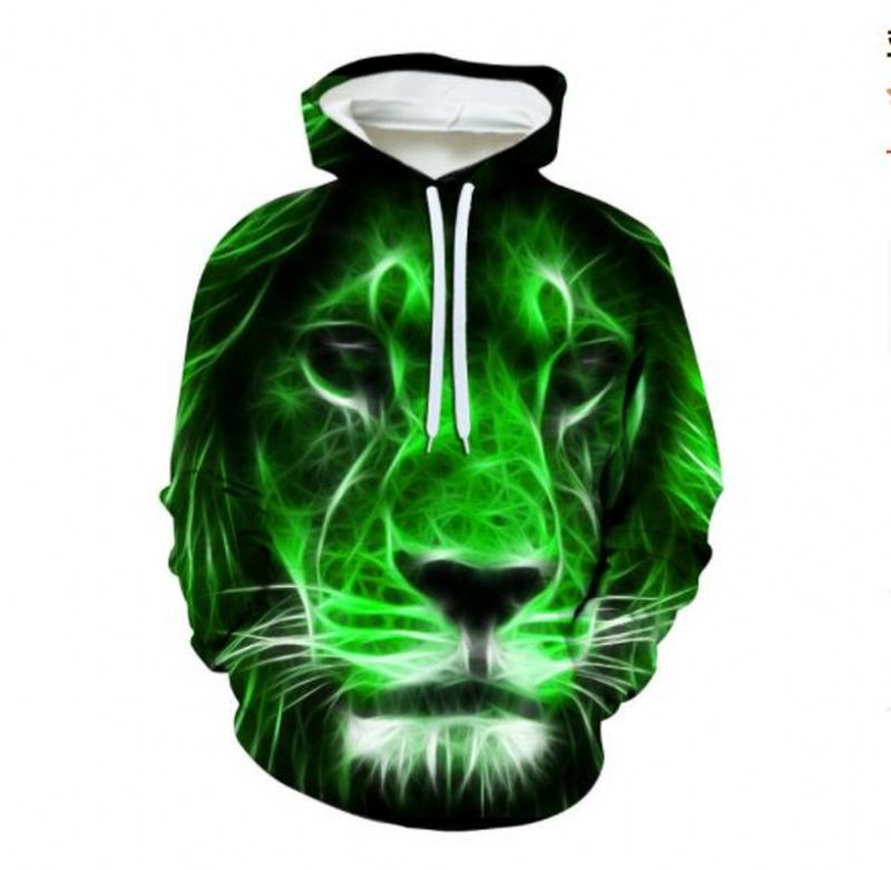 3d Digital Med Tryck Lion Baseball Uniform Hoodie