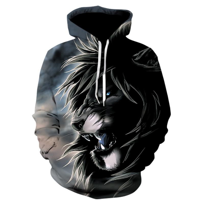 3d Digital Med Tryck Lion Baseball Uniform Hoodie