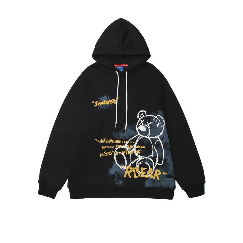 Bear Graphic Med Tryck Hoodie