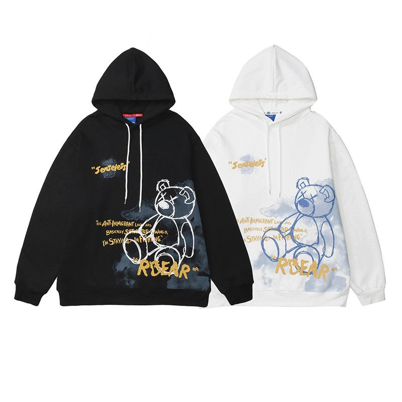 Bear Graphic Med Tryck Hoodie