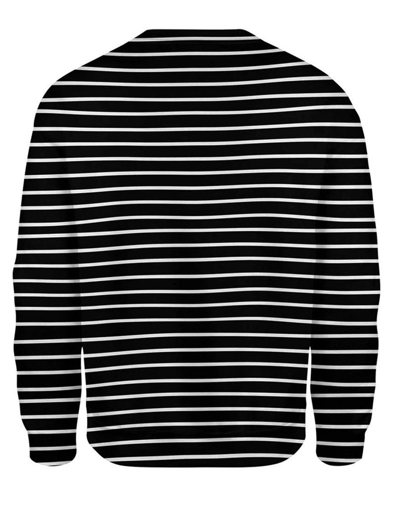 Dam Stripe 3d Dog Med Tryck Pullover O-neck Långärmad Casual Sweatshirts