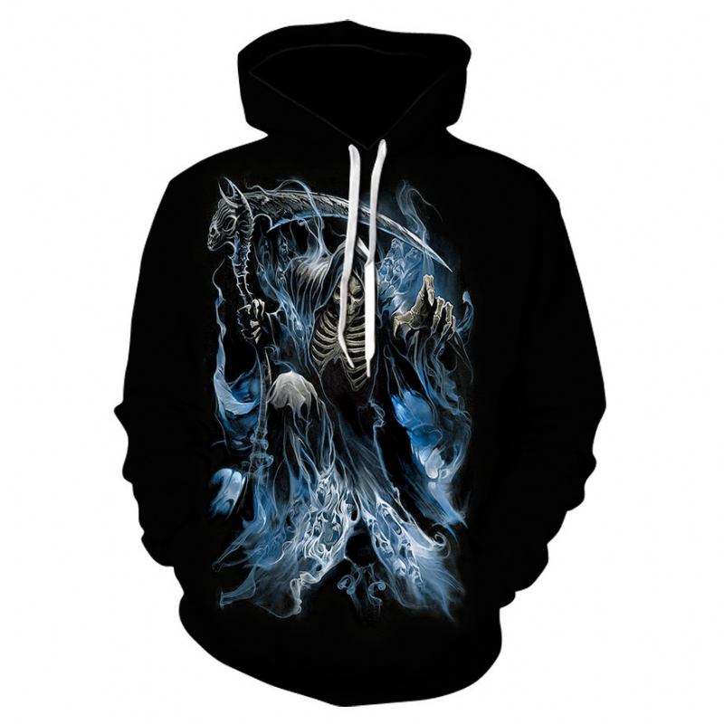 Digitaltryckt Knight Skull Hooded Casual Mode Tröja