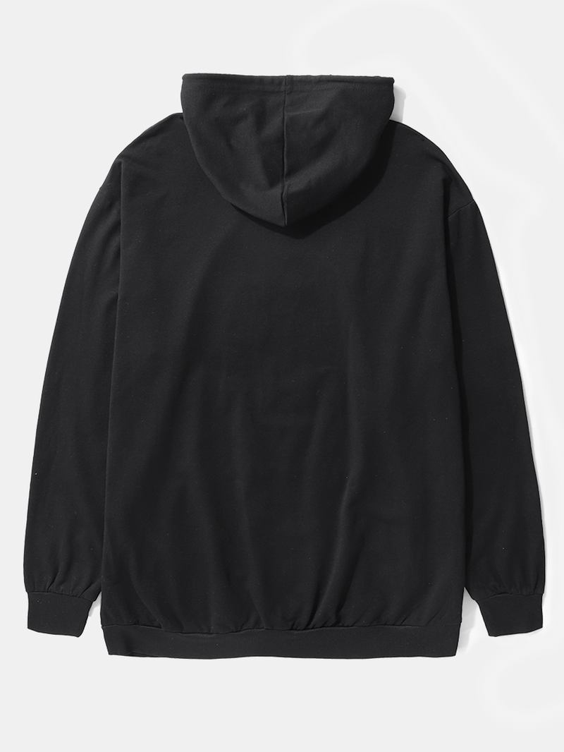 Herr Casual Black Hand Bone Hoodies Med Snörning