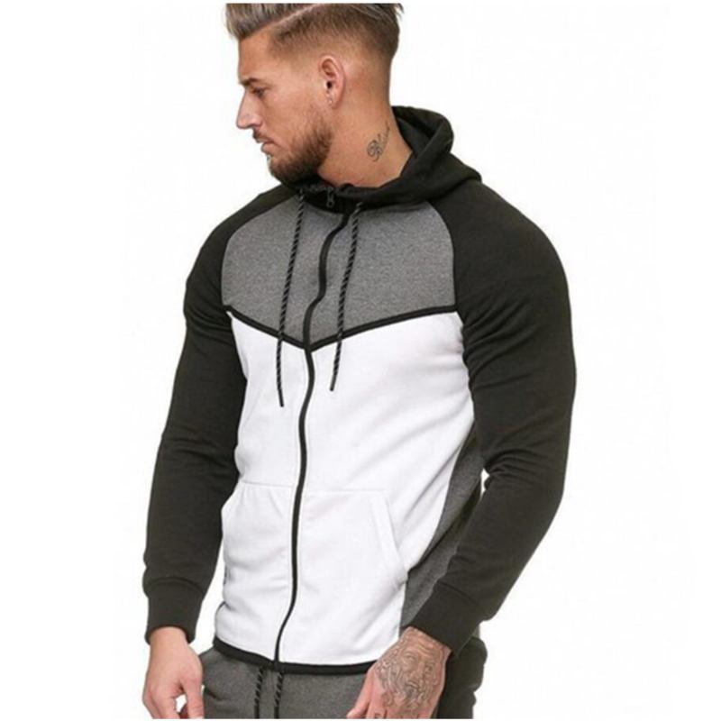 Herr Colorblock Fitness Sport Cardigan Sweater Hoodie Top