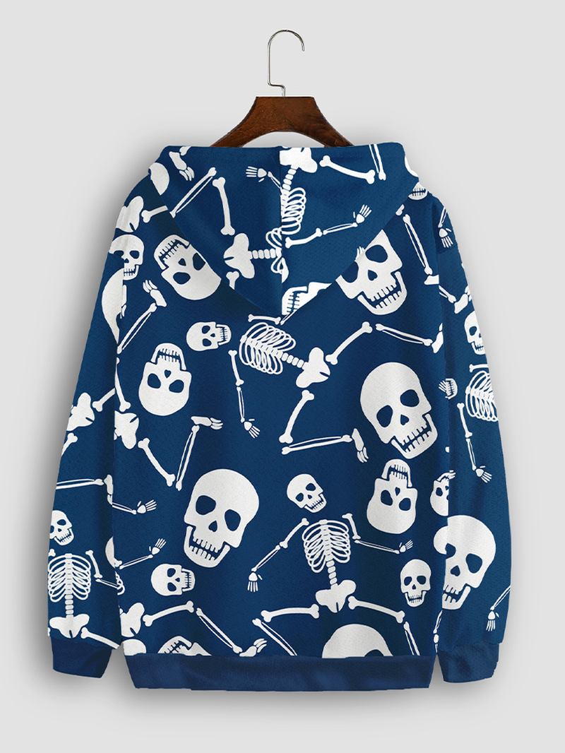 Herr Skull Head Kangaroo Pocket Blue Hoodies