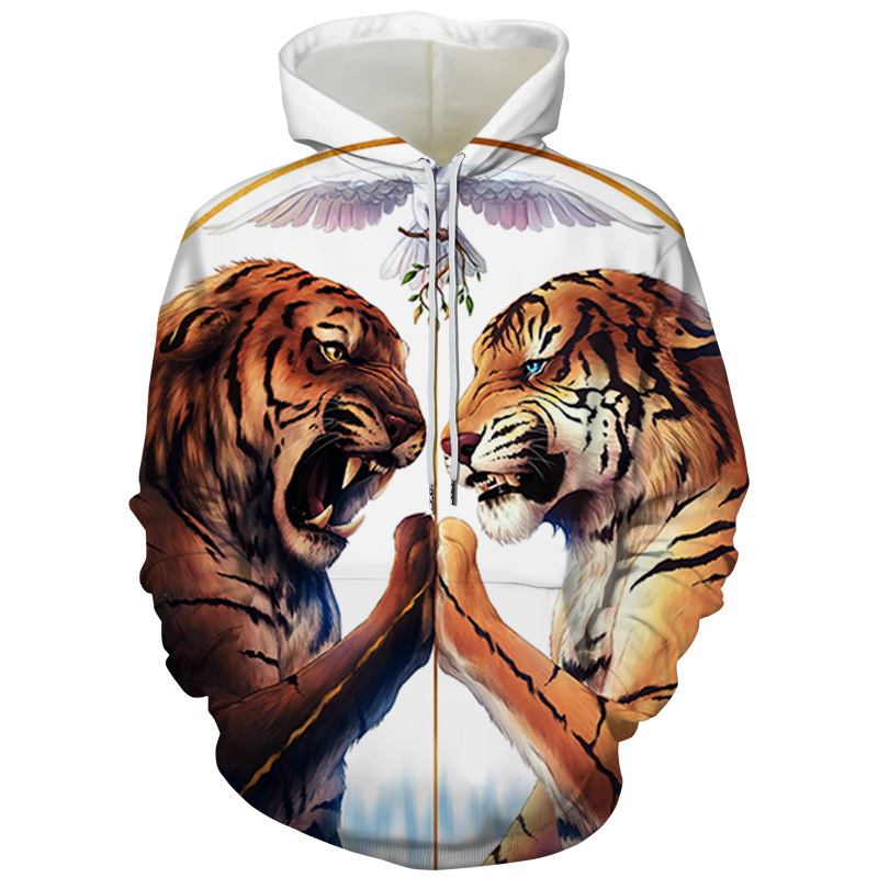 Herr Tiger Series 3d Med Tryck Hood Loose Sweater