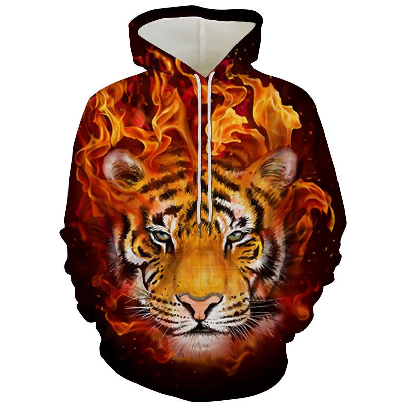 Herr Tiger Series 3d Med Tryck Hood Loose Sweater