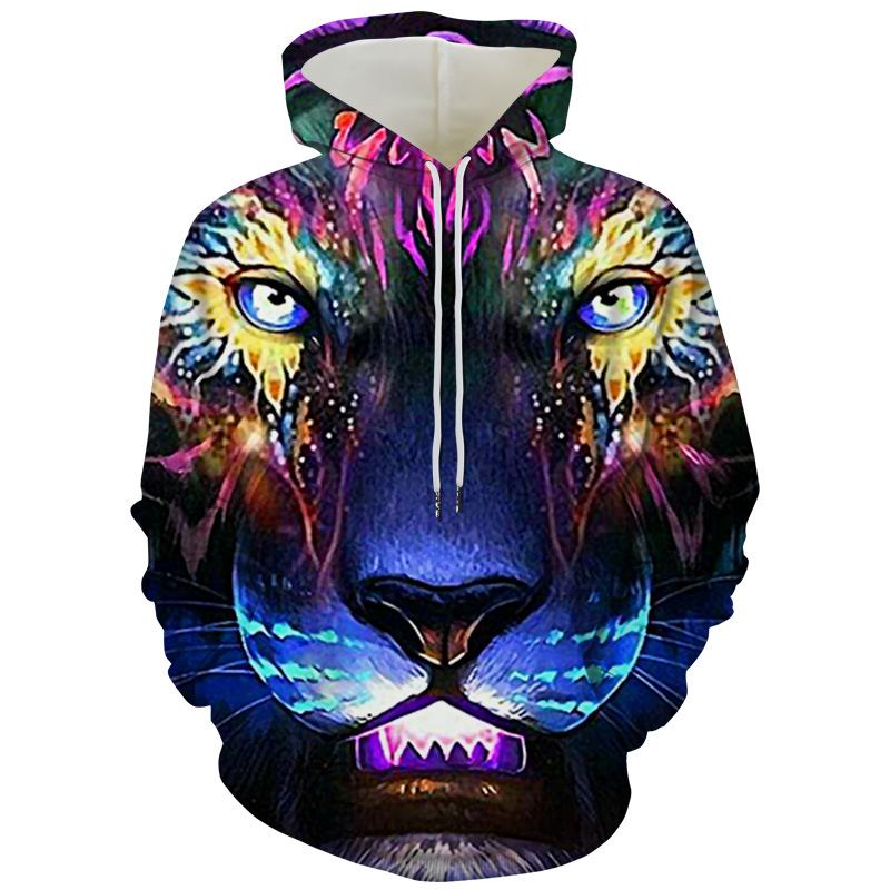 Herr Tiger Series 3d Med Tryck Hood Loose Sweater