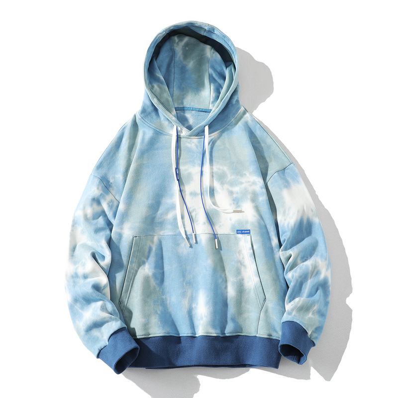 Hög Gram Hooded Tie Dye Sweatshirt Hip Hop Lös