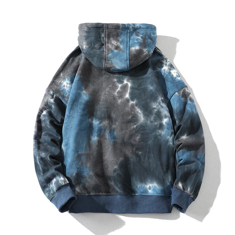 Hög Gram Hooded Tie Dye Sweatshirt Hip Hop Lös