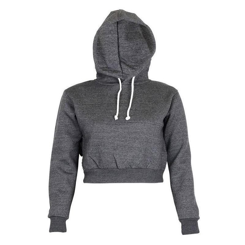 Höst Kvinnor Luvtröjor Solid Crop Luvtröja Långärmad Tröja Huvtröja Kappa Casual Sweatshirt Topp Sudaderas