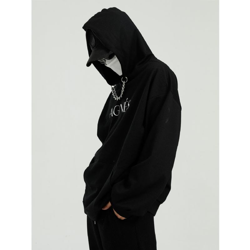 Koreansk Stil Lös Kedja Design Sense Wild Letter Par Hood Sweater