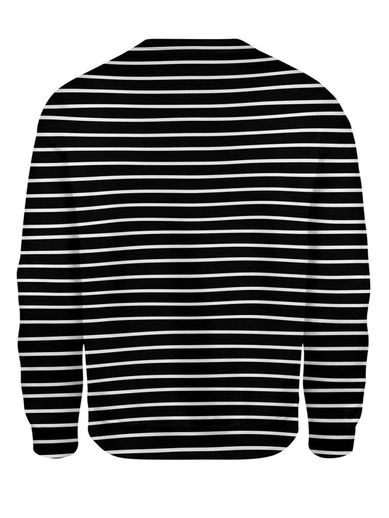 Kvinnor 3d Hund & Stripe Med Tryck O-neck Pullover Casual Sweatshirts