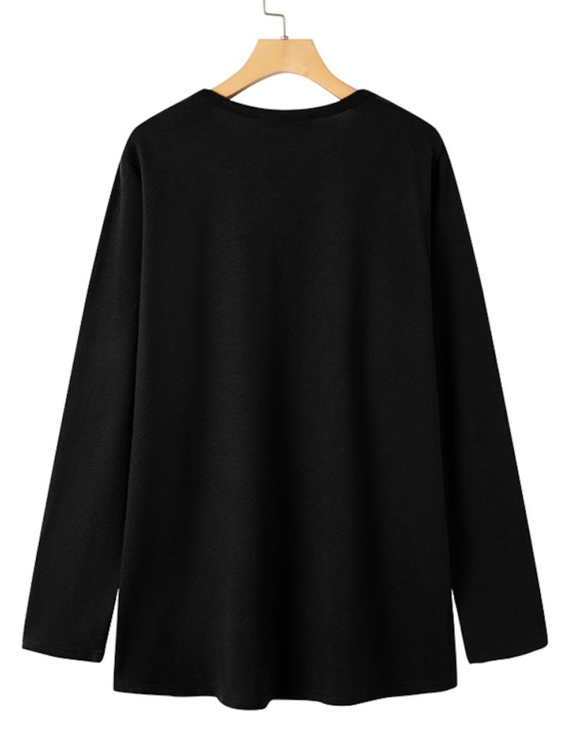 Kvinnor Sida Split Solid O-neck Retro Långärmad Pullover Sweatshirt