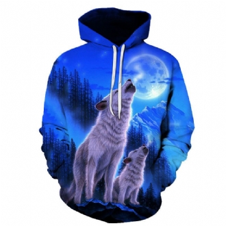 Lovers Wear 3d Wolf Digital Med Tryck Hooded Baseball Uniform Höst Och Vinter Huvtröja För Män Och Kvinnor