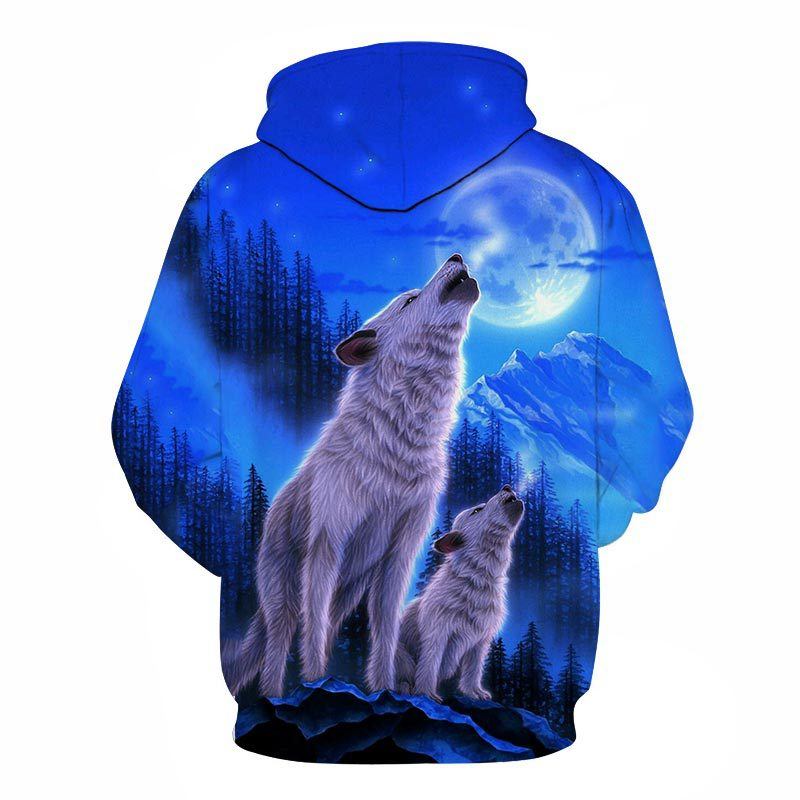 Lovers Wear 3d Wolf Digital Med Tryck Hooded Baseball Uniform Höst Och Vinter Huvtröja För Män Och Kvinnor