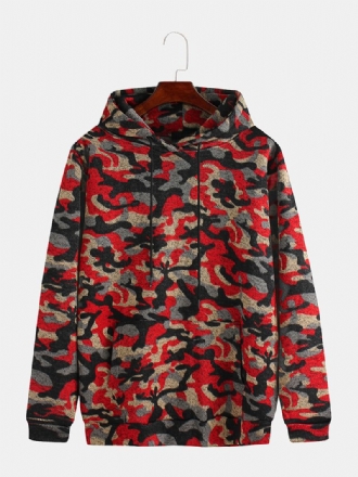 Män Camouflage Stickning Mjuk Hood Sweatshirt