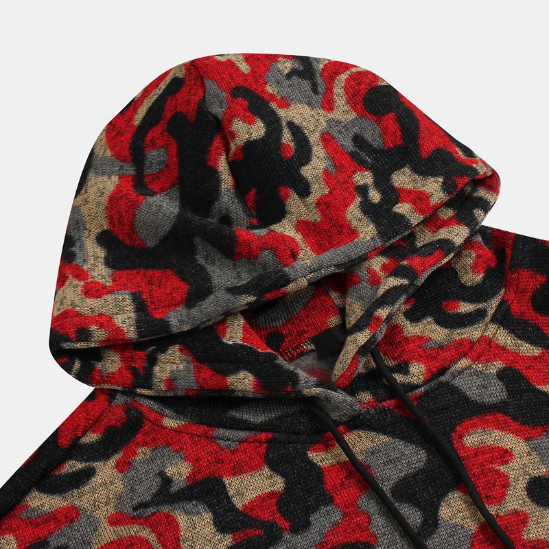 Män Camouflage Stickning Mjuk Hood Sweatshirt