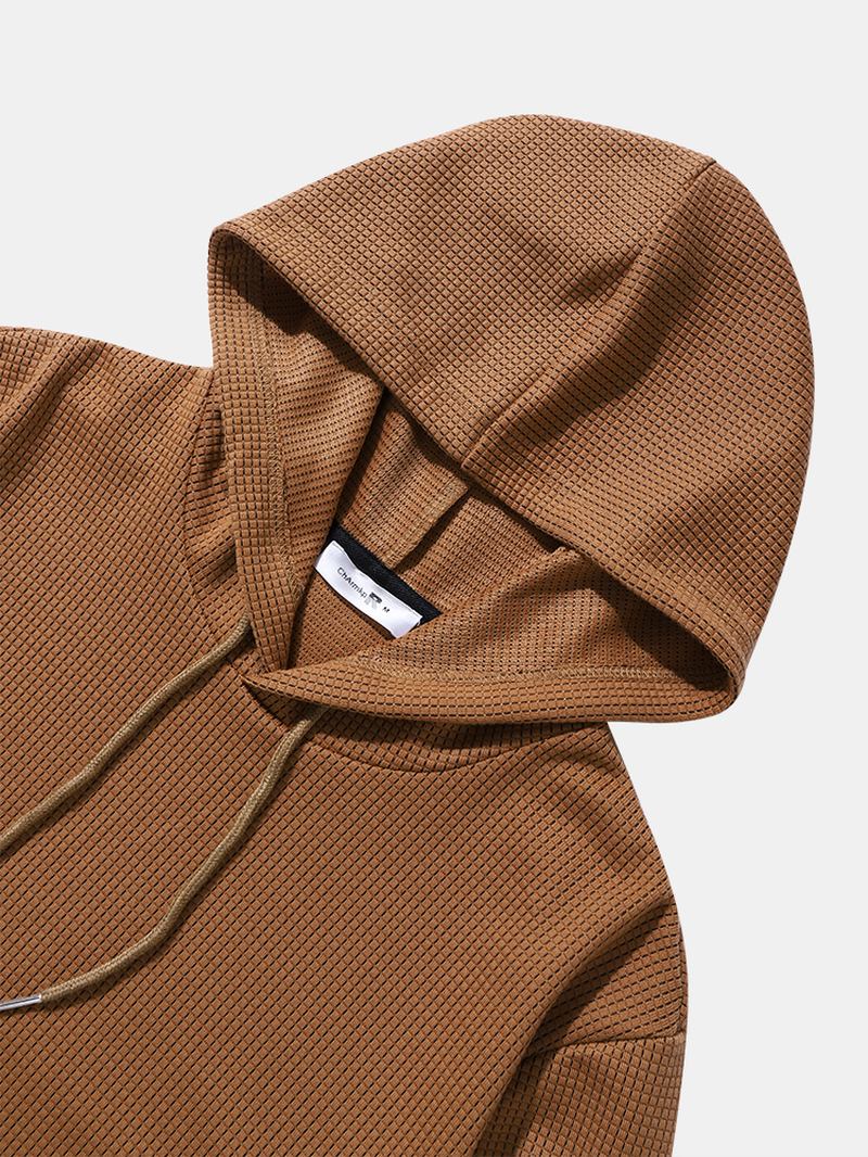 Män Solid Side Pocket Dragkedja Hood Sweatshirts