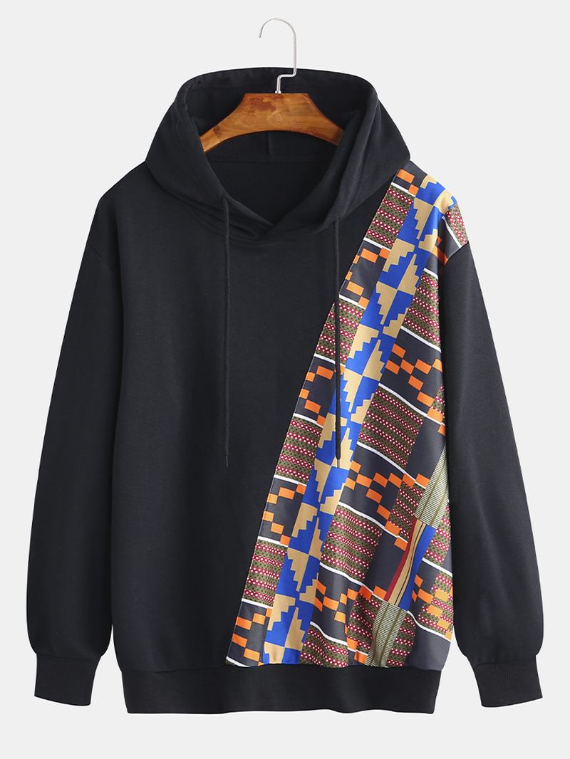 Modemönster För Herrtryckning Hooded Dragstring Långärmad Casual Sweatshirt