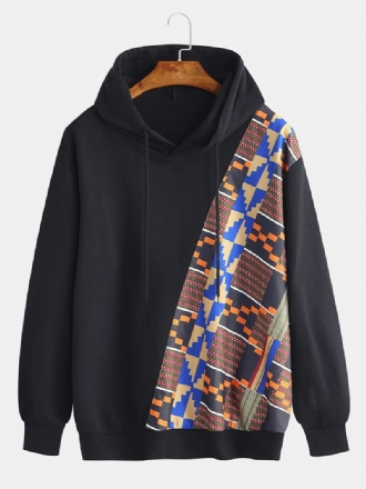 Modemönster För Herrtryckning Hooded Dragstring Långärmad Casual Sweatshirt