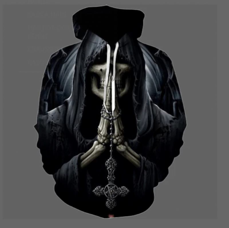 Skull 3d-utskrift Hooded Pocket Pullover Sweater Nanchao Hoodie Herrpersonlighet Tillverkare