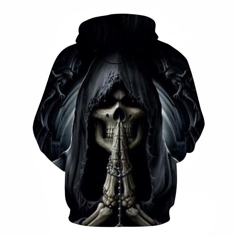 Skull 3d-utskrift Hooded Pocket Pullover Sweater Nanchao Hoodie Herrpersonlighet Tillverkare