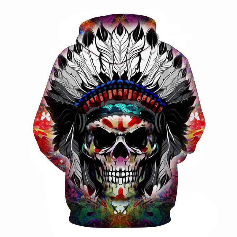 Skull 3d-utskrift Hooded Pocket Pullover Sweater Nanchao Hoodie Herrpersonlighet Tillverkare