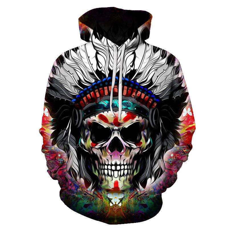 Skull 3d-utskrift Hooded Pocket Pullover Sweater Nanchao Hoodie Herrpersonlighet Tillverkare