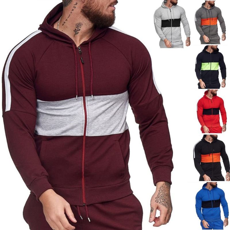 Slim Sport Cardigan Tröja För Män Färgblock Mode Casual Jacka Toppar