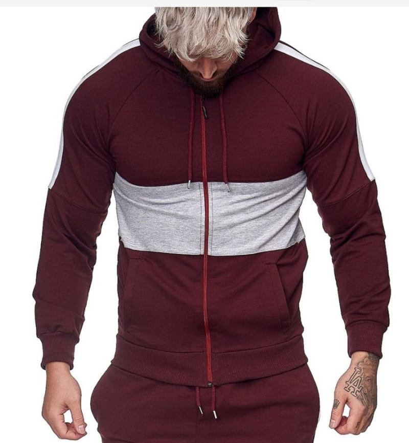 Slim Sport Cardigan Tröja För Män Färgblock Mode Casual Jacka Toppar