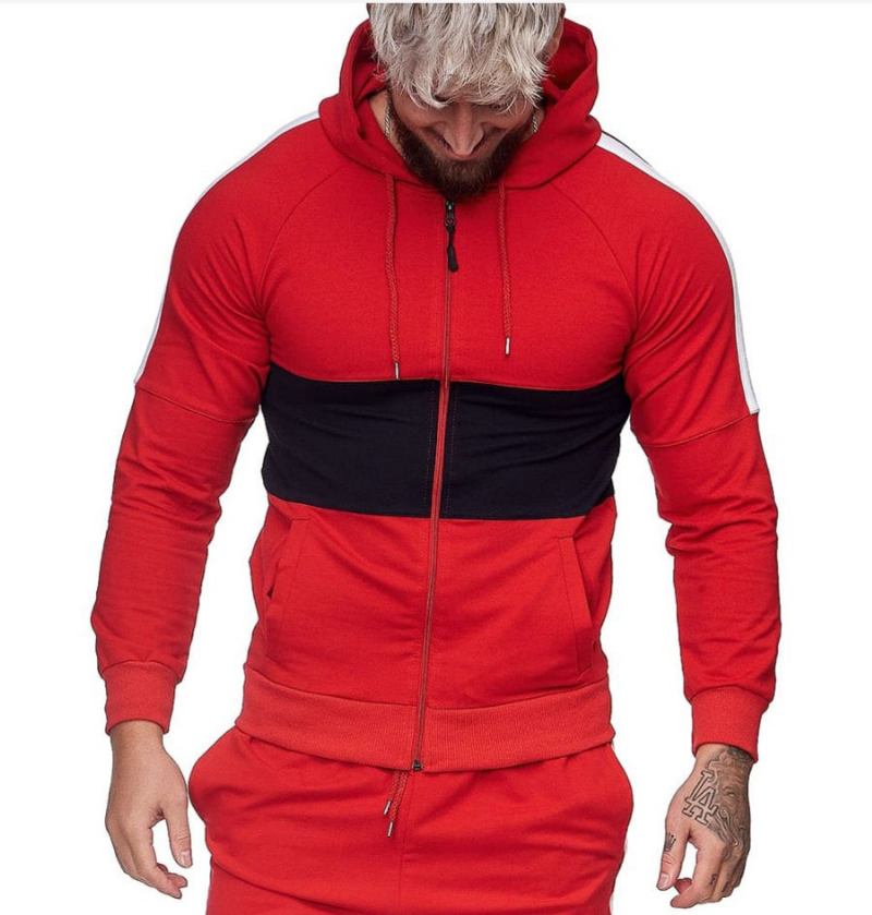 Slim Sport Cardigan Tröja För Män Färgblock Mode Casual Jacka Toppar