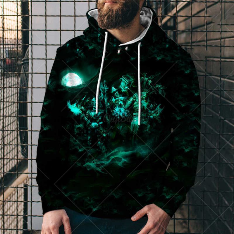 Tryck Löstsittande Hoodie Digitaltryckt Herr