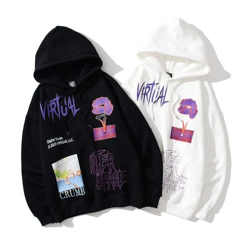 Tryckt Pullover Hood Sweatshirt Pullover