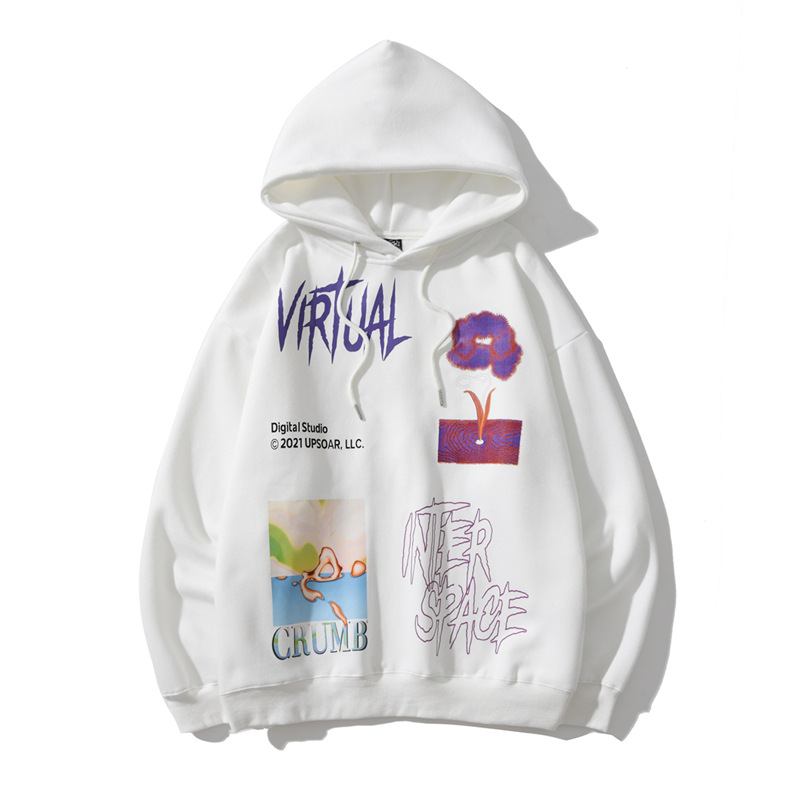 Tryckt Pullover Hood Sweatshirt Pullover