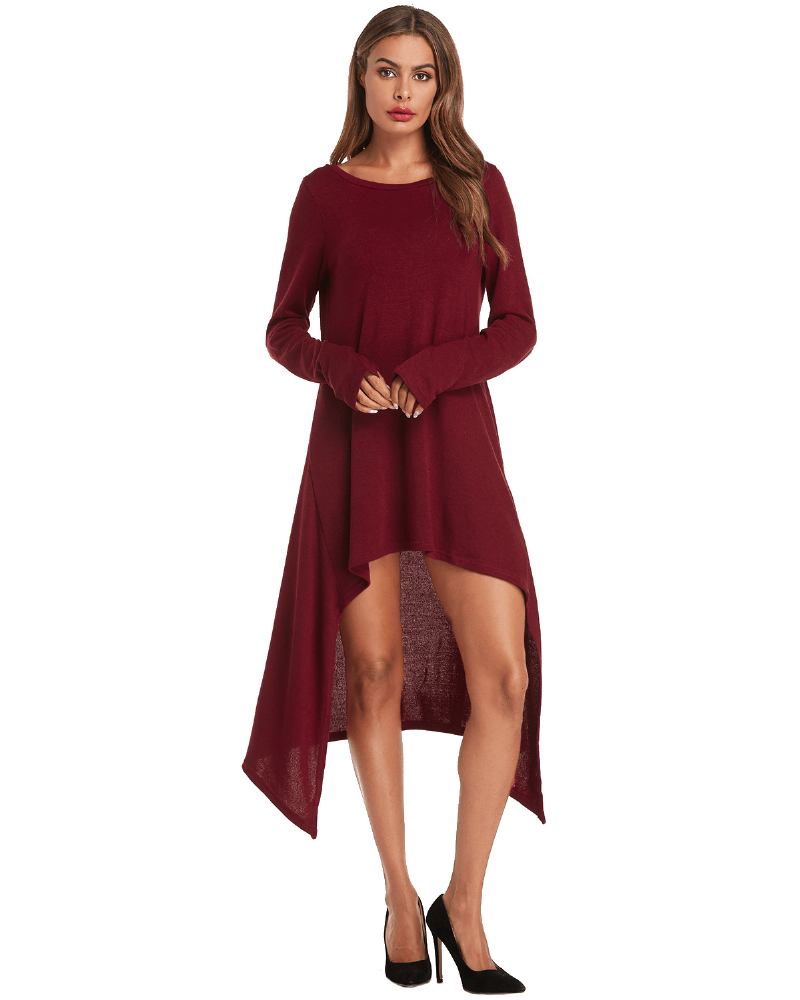 Kvinnor Irregular Hem Handskar Smoking Casual Dress