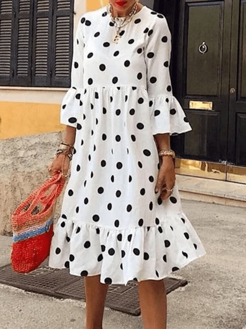 Kvinnor Polka Dot Med Tryck Plisserad Casual Dress