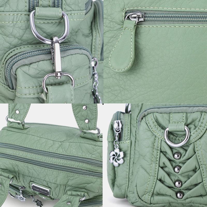 Angel Kiss Kvinnor Pu-läder Multi-carry Enfärgad Mode Casual Axelväska Crossbody Bag Handväska