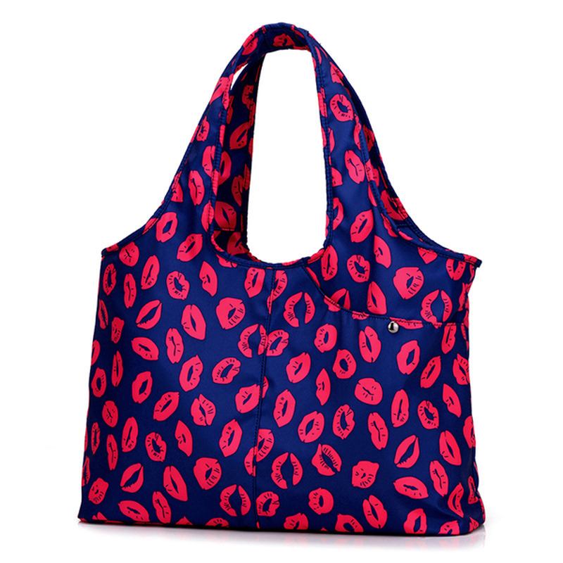 Dam Nylon Handväska Solid Tote Bag Multi Pocket Shopping Bag