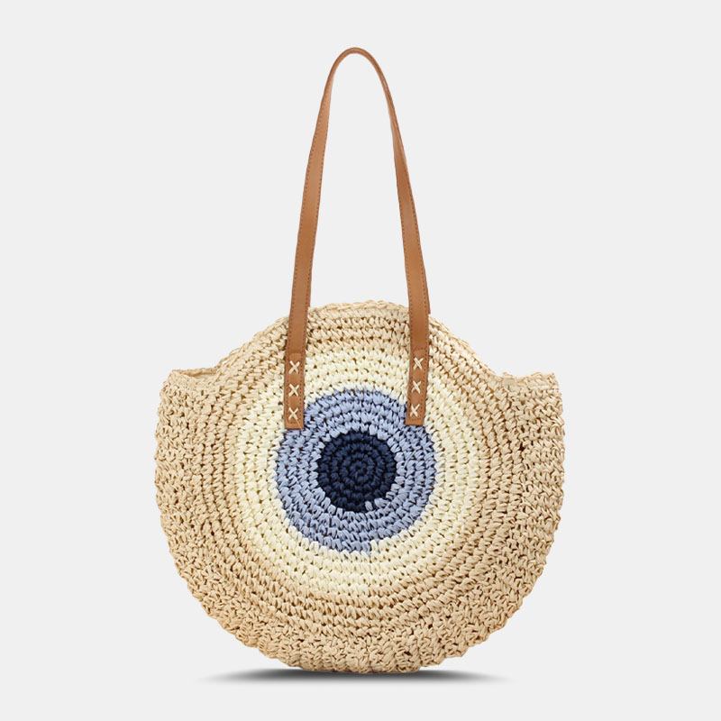 Dam Simplicity Stripe Straw Bag Handväskor Tote Retro Beach Bag