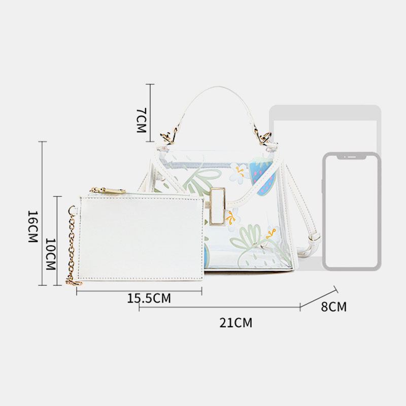 Dam Twist Lock 2st Frukt Transparent Crossbody Bag Handväska