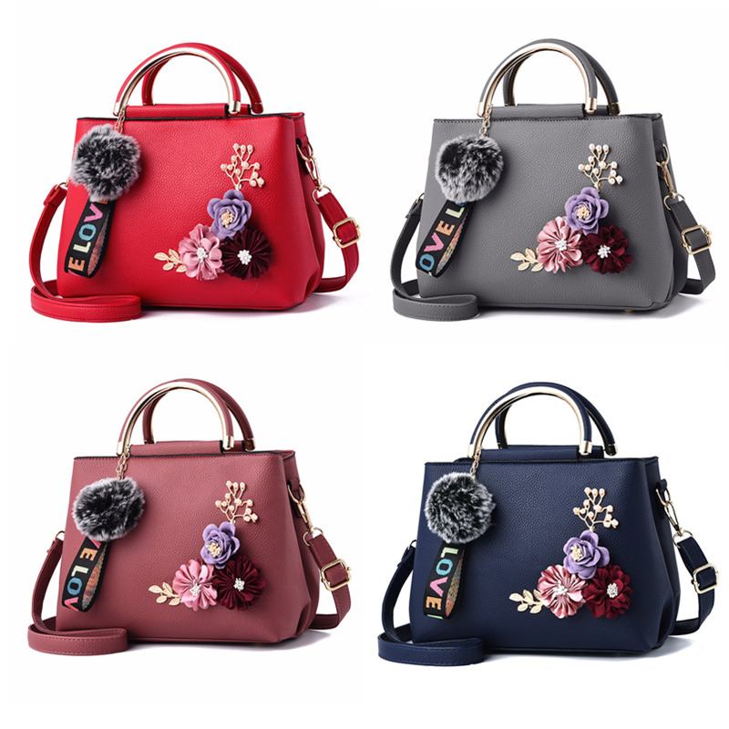 Damväskor Och Handväskor Axelväskor Dam Designer Topphandtag Satchel Tygväska Med Band Och Blomsterdekoration