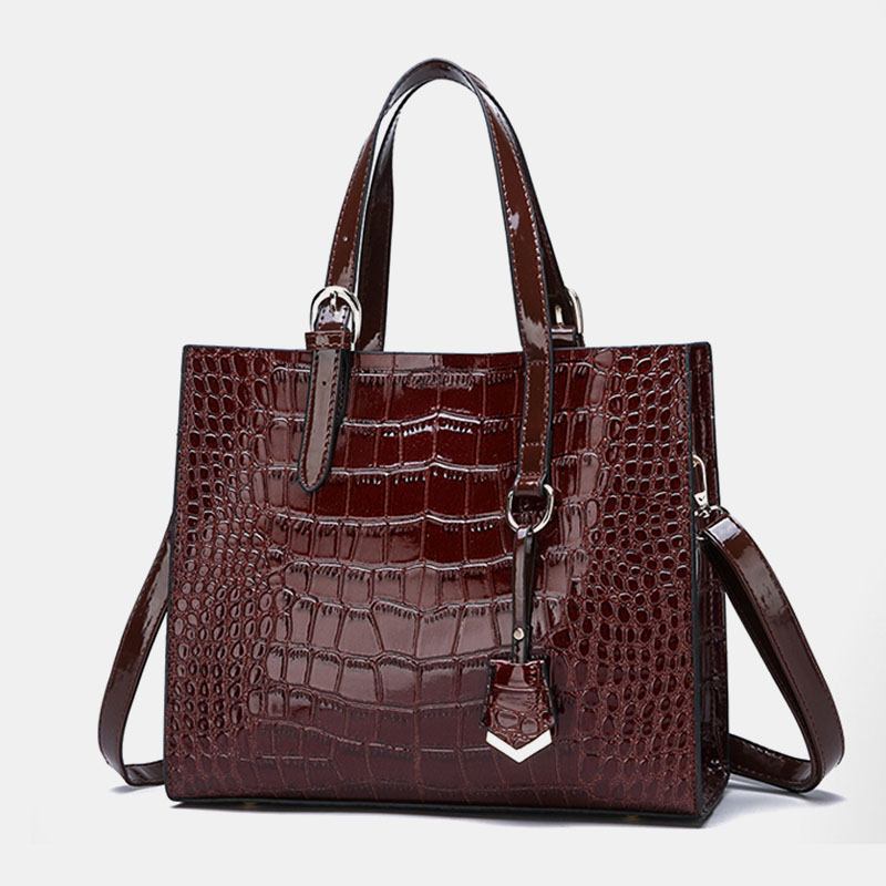 Kvinnor 2 St Alligator Pu Multi-pocket Handväska Med Stor Kapacitet Crossbody Bag Tote