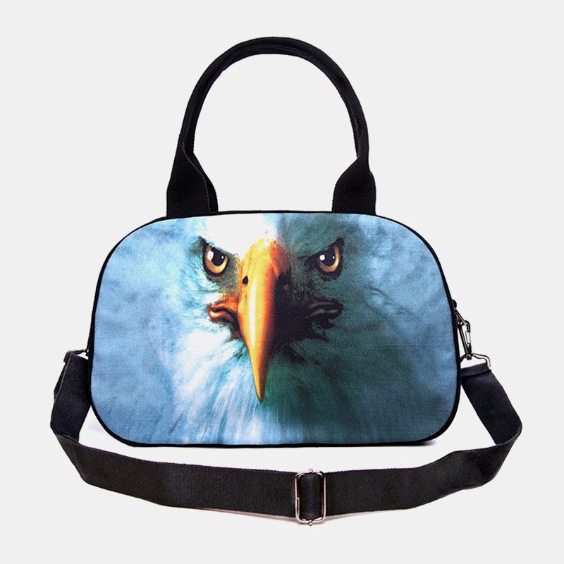 Kvinnor Canvas 3d Tredimensionell Söt Katt Djurtryck Casual Cartoon Handväska Axelväska Satchel Bag