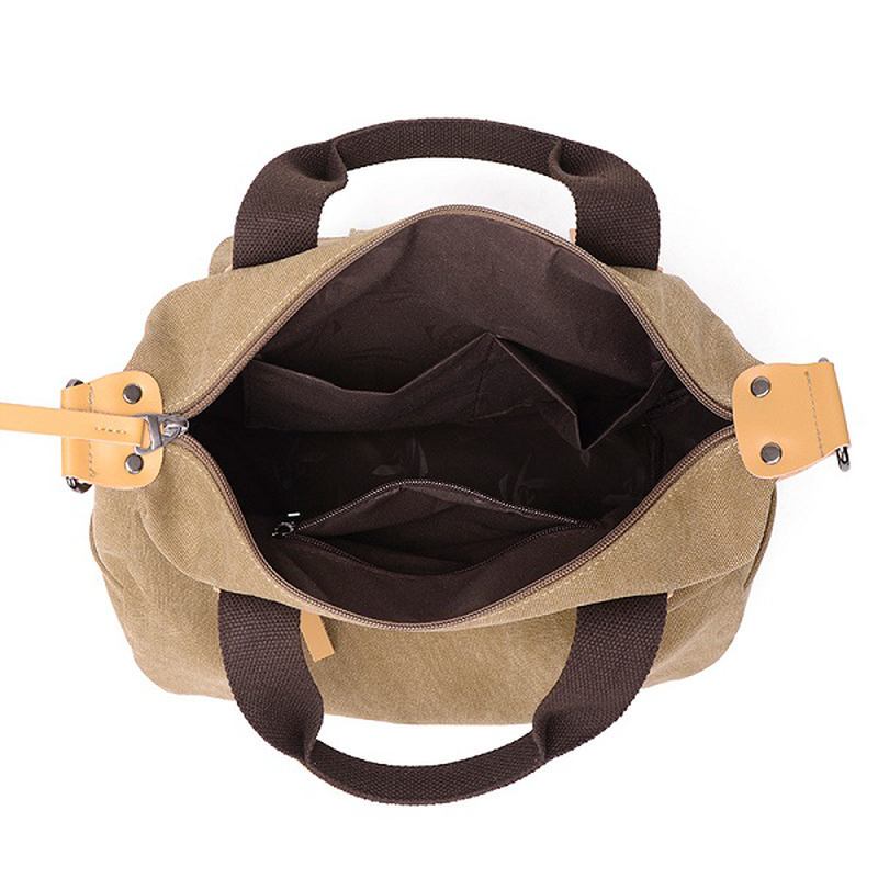 Kvinnor Canvas Casual Stor Kapacitet Funktionell Multi Pocket Handväska Axelväska Crossbody Bag