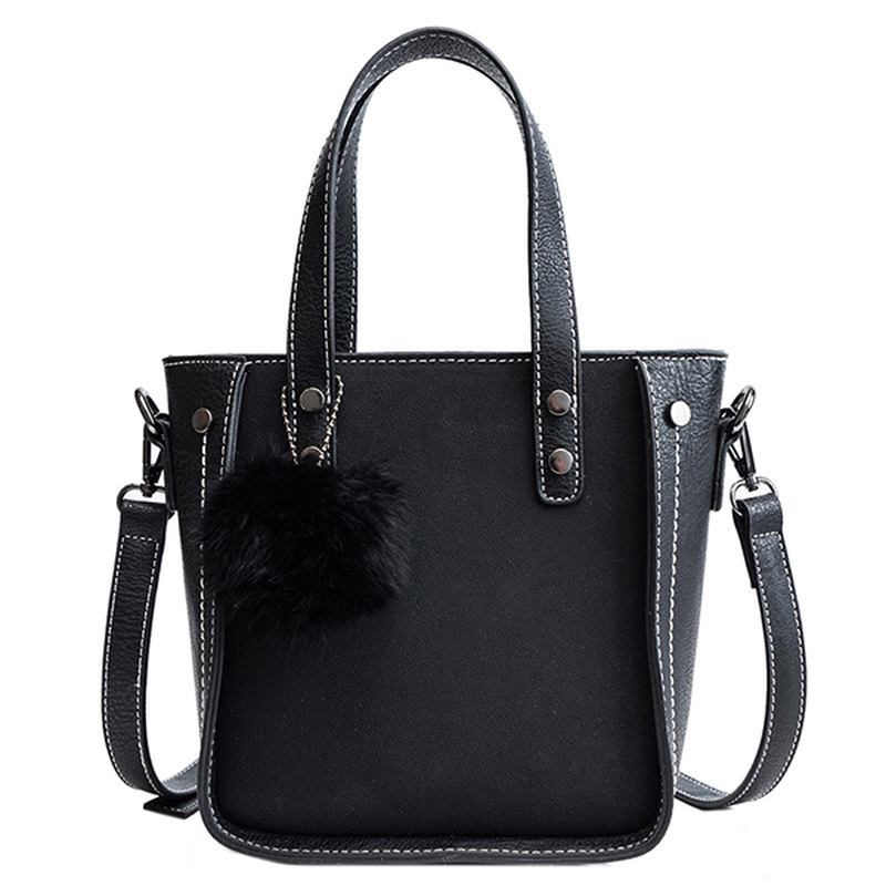 Kvinnor Faux Leather Bucket Bag Solid Leisure Handväska