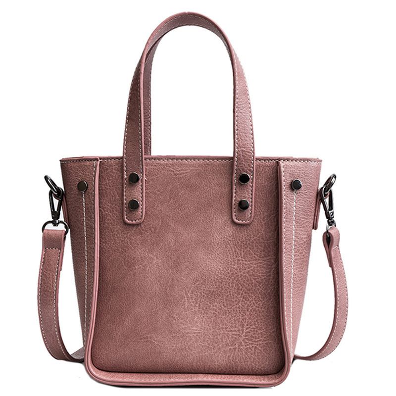 Kvinnor Faux Leather Bucket Bag Solid Leisure Handväska