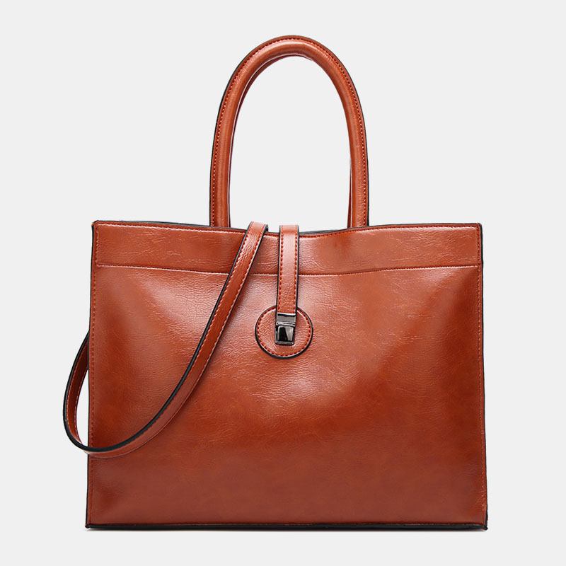 Kvinnor Faux Leather Retro Multi-pocket Handväska Med Stor Kapacitet Axelväska Tote