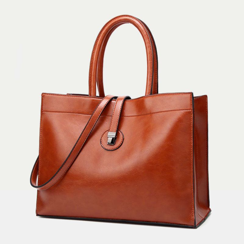 Kvinnor Faux Leather Retro Multi-pocket Handväska Med Stor Kapacitet Axelväska Tote