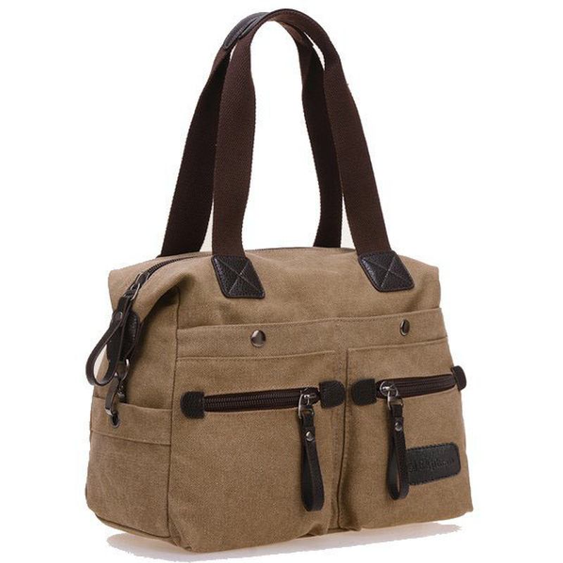 Kvinnor Män Canvas Multi Pocket Handväskor Casual Kudde Shoulder Crossbody Väskor